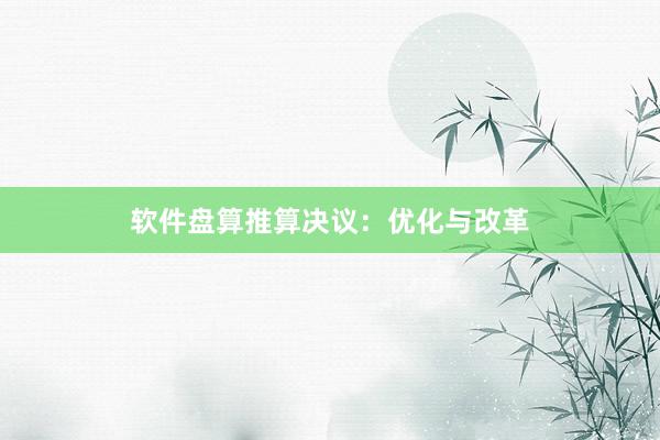 软件盘算推算决议：优化与改革