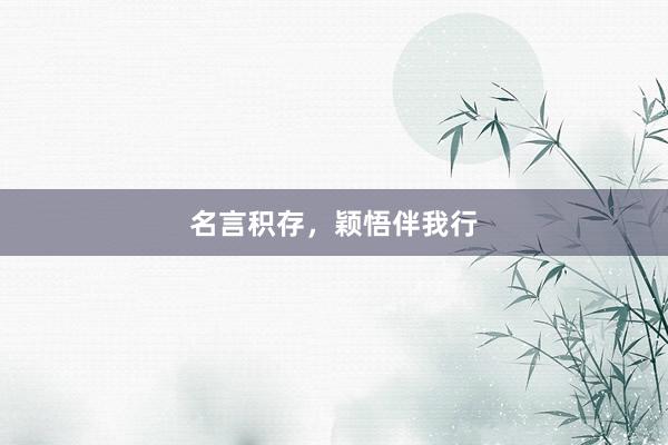名言积存，颖悟伴我行